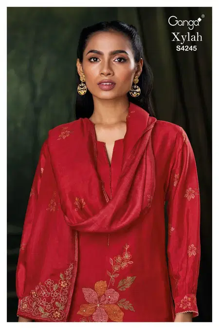 Xylah 4245 By Ganga Bemberg Russian Silk Designer Salwar Suits Wholesalers In Surat